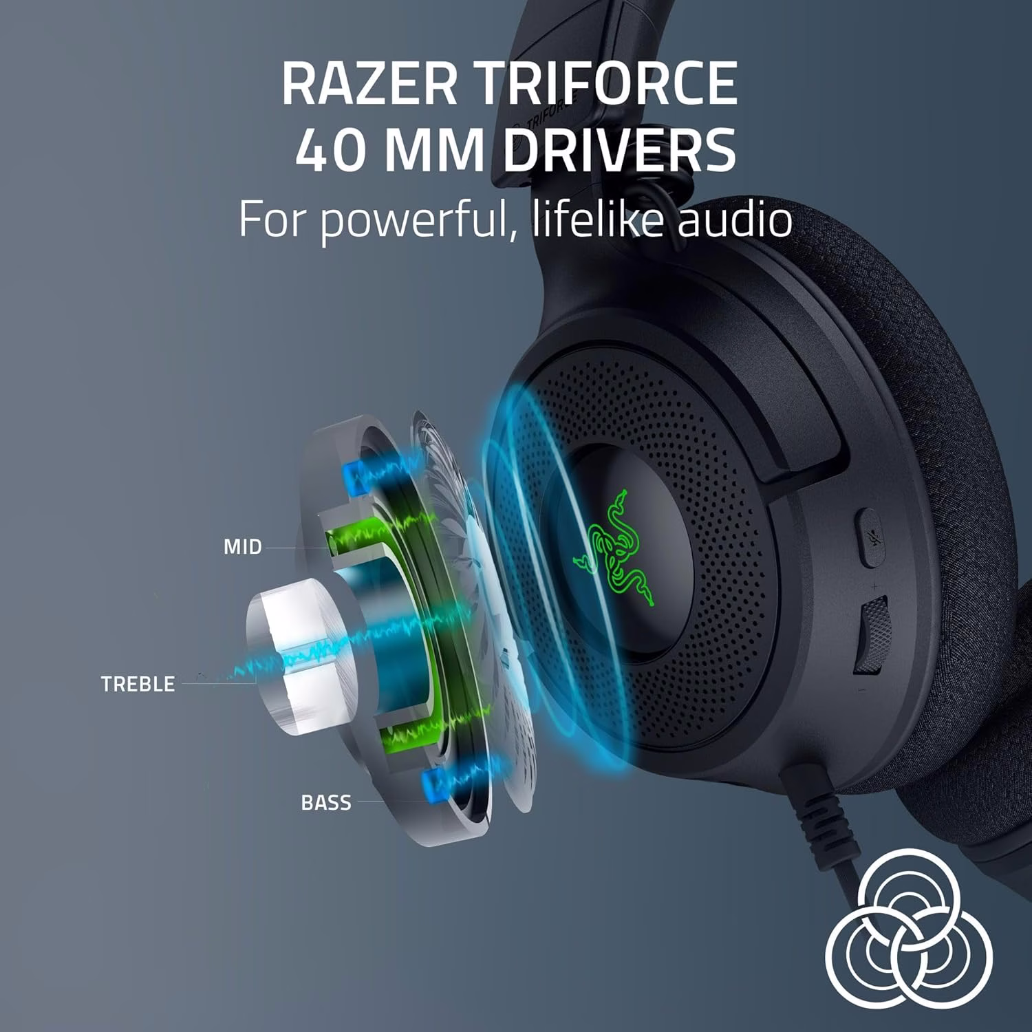 Razer Kraken V4 X Wired Gaming Headset, USB Type C & USB Type A, Oval Ear Cushions, 7.1 surround sound, Realistic Positional Sound, All-day Comfort And Noise Isolation, PC, Console, Phones, and ETC | RZ04-05180100-R3U1 thumbnail 6