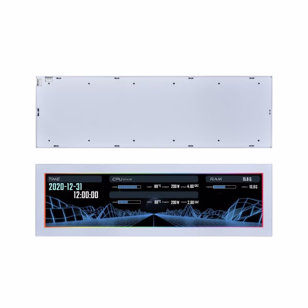 Lian Li 8.8″ White Universal Screen (US88v1), 8.8 Inch IPS LCD, 1920×480, 60Hz, 500 nits, USB Plug & Play, no GPU output required,  Landscape/portrait orientation, multi-screen expansion | SM088W thumbnail 2