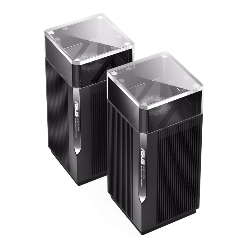 Asus ZenWiFi Pro ET12 AX11000 Tri-Band WiFi 6E Router, Up to 11Gbps Data Rate, Coverage up to 6000 Sq.ft, Dual 2.5G Ports, AiMesh, Included Lifetime Internet Security, 2 Pack, Black | 90IG05Z0-MO3A20 image