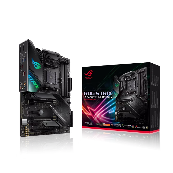 ASUS ROG Strix X570-F Gaming  AMD X570 ATX gaming motherboard with PCIe 4.0, Intel Gigabit Ethernet, 14 power stages, dual M.2 with heatsinks, SATA 6Gb/s, USB 3.2 Gen 2 and Aura Sync RGB lighting | 90MB1160-M0EAY0 image