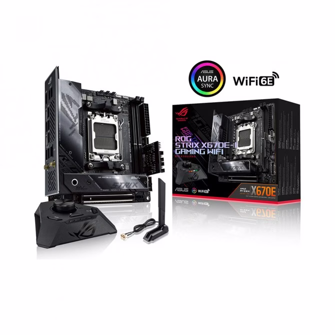 ASUS ROG Strix X670E-I Gaming WIFI Motherboard, Mini-ITX, AMD Socket AM5 (Ryzen 9000/8000/7000), DDR5, PCIe 5.0, WiFi 6E, USB4®, ROG Strix Hive | 90MB1B70-M0EAY0 thumbnail 2