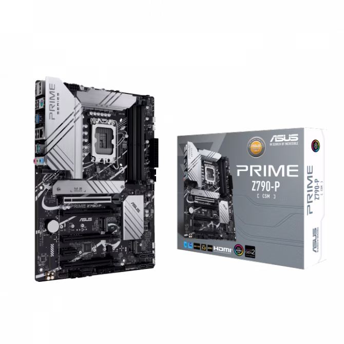 ASUS Prime Z790-P-CSM, Intel Z790 LGA 1700 ATX motherboard with PCIe 5.0, three M.2 slots, 14+1 DrMOS, DDR5, Realtek 2.5 Gb LAN, HDMI, DP, USB 3.2 Gen 2x2 Type-C, front USB 3.2 Gen 2 Type-C, Thunderbolt (USB4) support, Arua Sync | 90MB1CK0-M0EAYC thumbnail 2