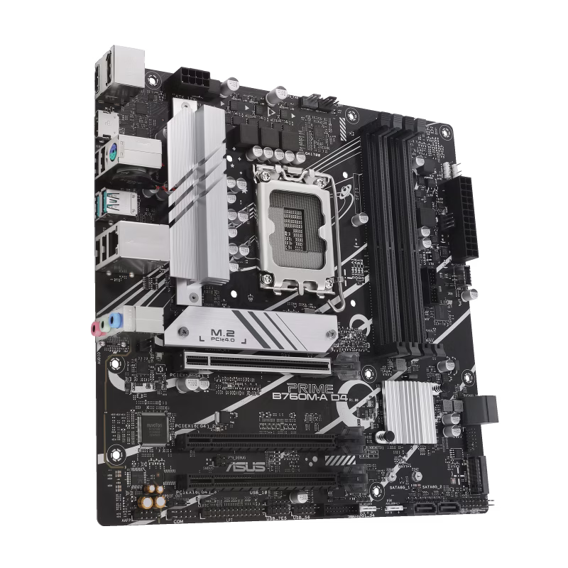 ASUS PRIME B760M-A D4-CSM Intel B760 (LGA 1700) mATX motherboard, PCIe 4.0, two M.2 slots, Realtek 2.5Gb Ethernet, DisplayPort, Dual HDMI, SATA 6 Gbps, rear USB 3.2 Gen 2, front USB 3.2 Gen 1 Type-C, Aura Sync | 90MB1D00-M0EAYC thumbnail 2