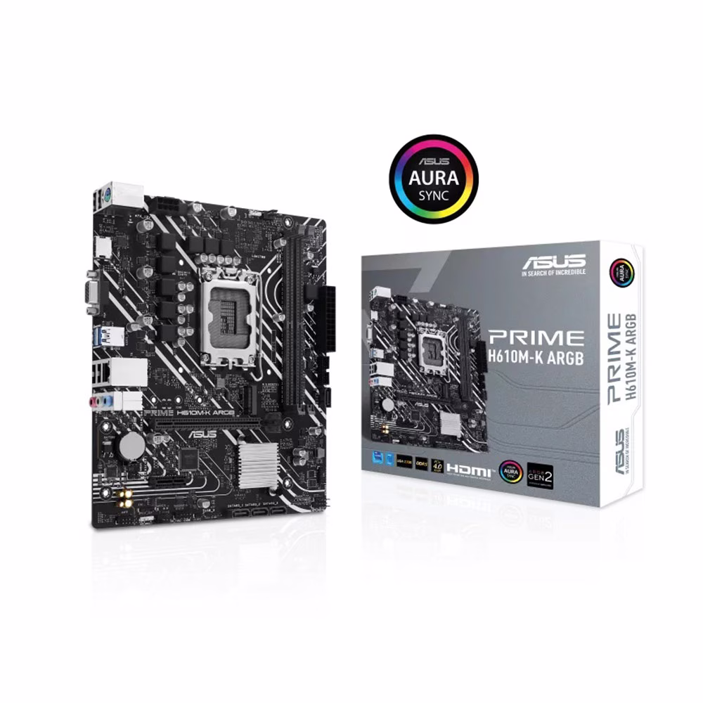 ASUS PRIME H610M-K ARGB DDR5 INTEL LGA1700 ARGB GEN2 PCLE 4.0 MOTHER BOARD | 90MB1G90-M0EAY0 – Buy Online