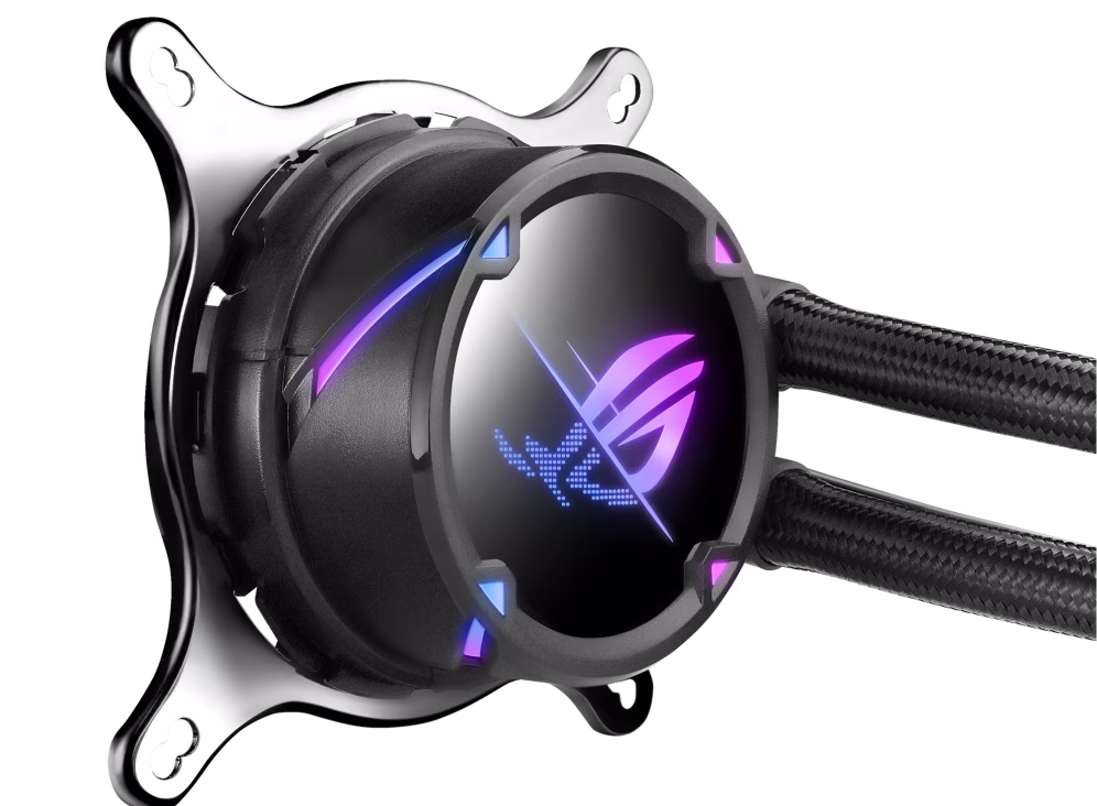 ROG Strix LC II 360 ARGB all-in-one liquid CPU cooler with Aura Sync and three ROG 120 mm addressable RGB radiator fans, Seventh Gen Asetek pump, NCVM-coated pump, Reinforced, sleeved tubing | 90RC00F2-M0UAY2 thumbnail 3