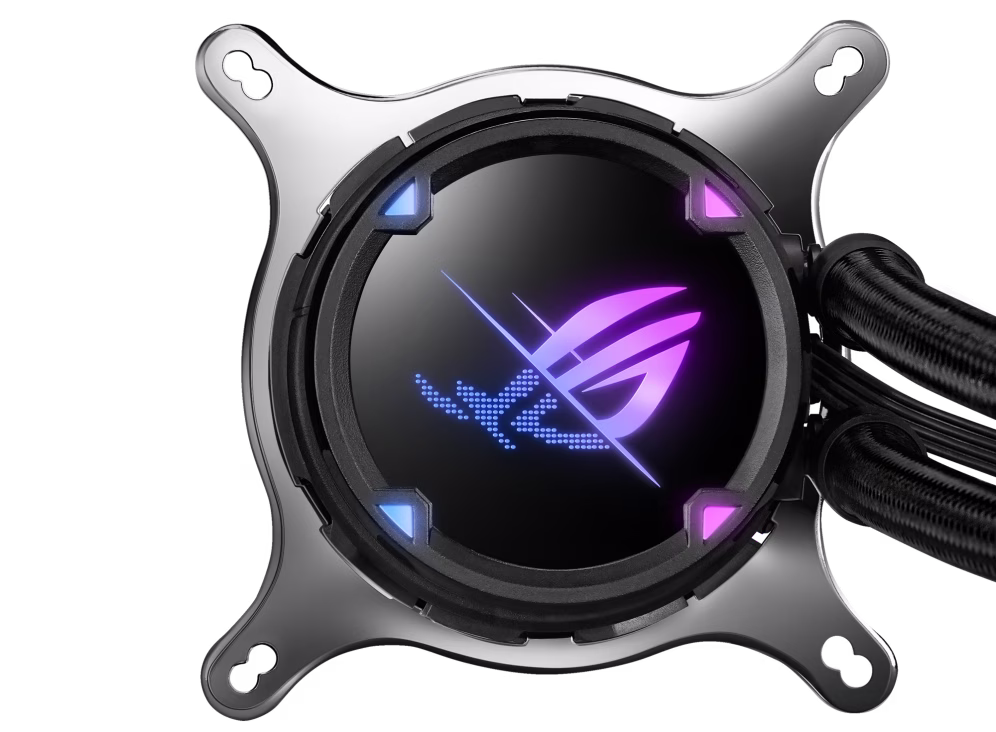 ROG Strix LC II 360 ARGB all-in-one liquid CPU cooler with Aura Sync and three ROG 120 mm addressable RGB radiator fans, Seventh Gen Asetek pump, NCVM-coated pump, Reinforced, sleeved tubing | 90RC00F2-M0UAY2 thumbnail 4