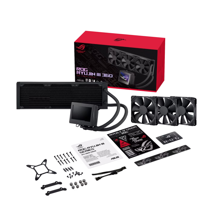 ASUS ROG RYUJIN III 360 AIO Liquid CPU Cooler with 3.5" LCD Display, 3x Noctua 2000 RPM 120mm PWM Fans, Asetek 8th Gen Pump, 400 mm Tube, Pump Embedded Fan, 71.6 CFM Airflow, Black | 90RC00L0-M0UAY0 thumbnail 7