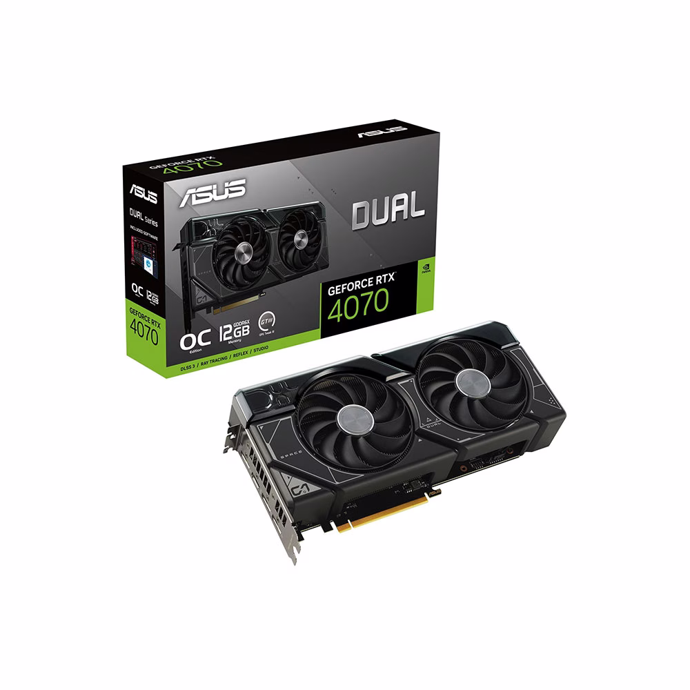 ASUS Dual GeForce RTX 4070 OC Edition Graphics Card, 12GB GDDR6X 192-bit Memory, 2520 MHz Engine Clock, 5888 CUDA Cores, 21 Gbps Memory Speed, PCI Express 4.0, 1x HDMI / 3xDP | 90YV0IZ2-M0NA00 thumbnail 5