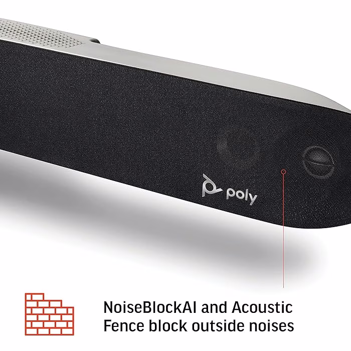 HP Poly - Studio X70 Video Bar + TC8 Touch Controller (Plantronics + Polycom) - Premium 4K Audio & Video Conferencing for Large Conference Rooms - Camera, Speakers, Mics - Works with Teams, Zoom & More | 8L531AA#ABB thumbnail 4