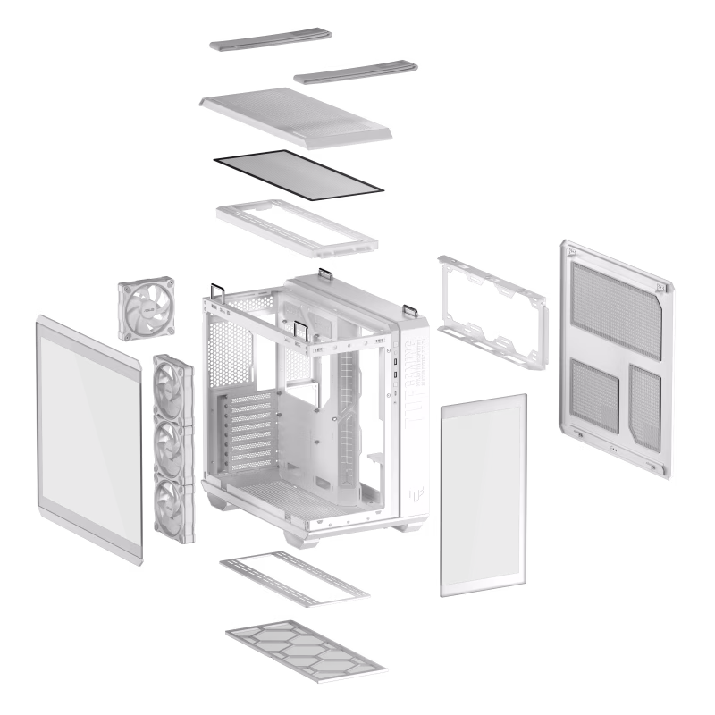 ASUS TUF Gaming GT502 Horizon ATX Mid-Tower Gaming Case, Panoramic Design, Dual-Chamber, Motherboard Support Upto ATX, Tool-Free Side Panels, USB 10 Gbps Type-C Front Panel, White | 90DC0093-B19010 thumbnail 9