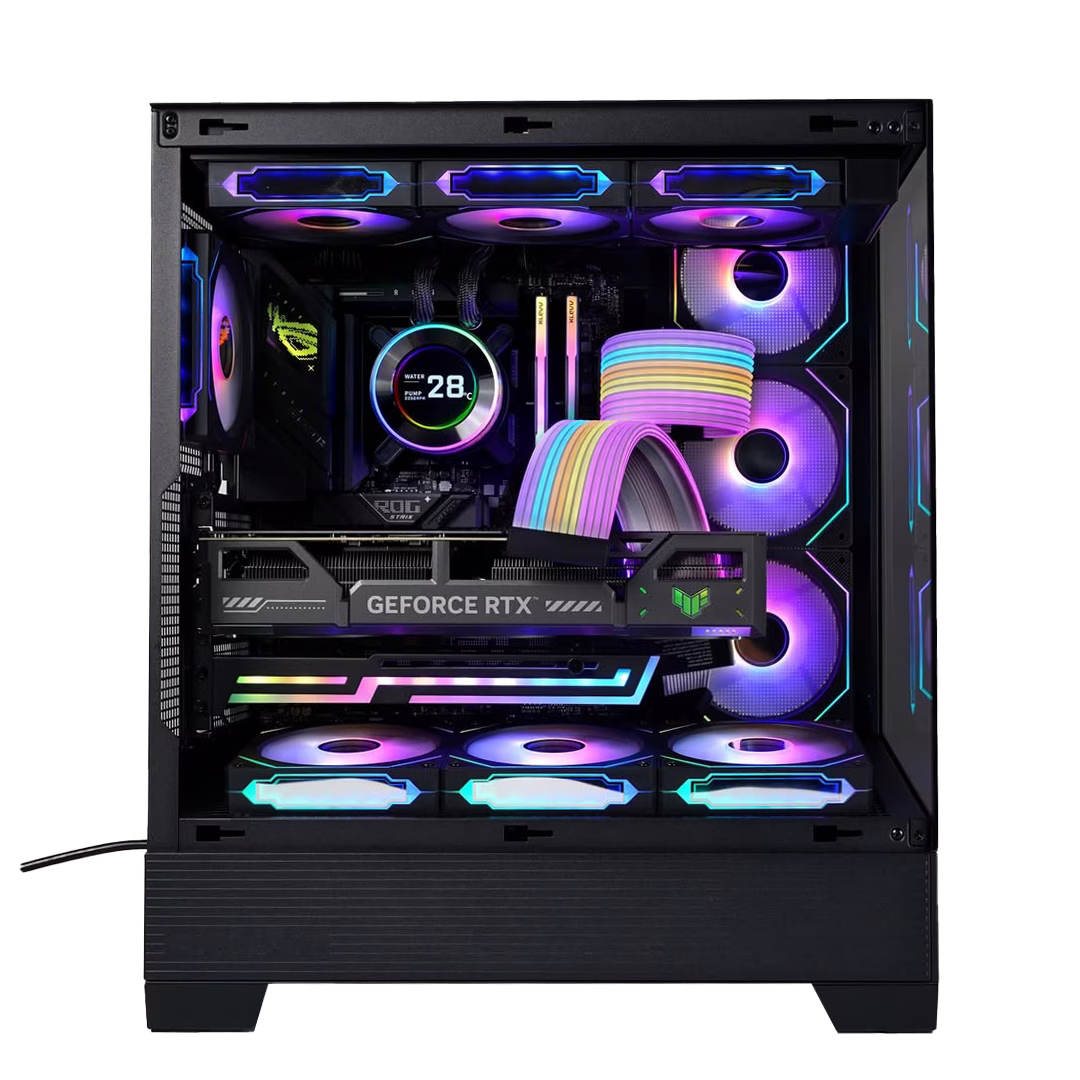 Gaming PC Powered By ASUS, AMD Ryzen 7 9800X3D, RTX 5070 Ti OC Edition 16GB GDDR7, T-FORCE DELTA RGB DDR5 6400 32GB (2×16GB), 990 PRO 2TB PCIe 4.0 NVMe, AIO CPU Liquid Cooler, 850W, ARGB Aesthetic build thumbnail 2