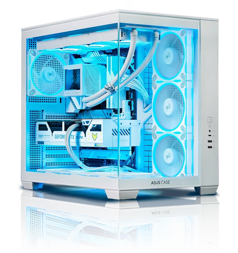 White Gaming & Workstation PC Powered by ASUS: Intel Core Ultra 7 265KF + NVIDIA RTX 5070 Ti 16GB GDDR7 White, 32GB DDR5 6200MHz, 1TB NVMe SSD, 360mm ASUS ROG RYUJIN III LCD AIO, 850W  ATX 3.1,  WiFi 7, ASUS A32 PLUS Panoramic Case – Buy Online
