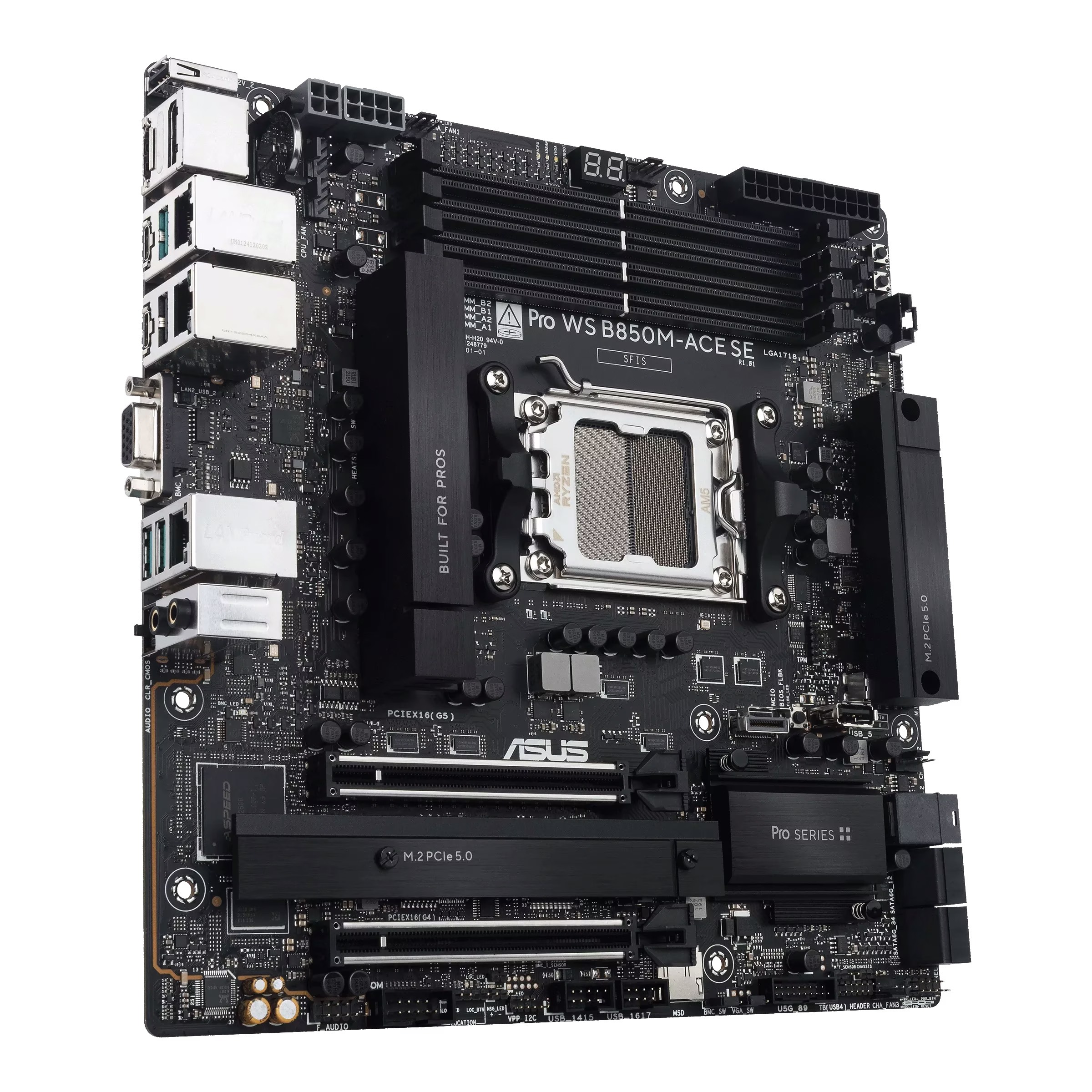 ASUS Pro WS B850M-ACE SE Workstation Motherboard, AMD AM5, DDR5, PCIe 5.0, 10Gb LAN, IPMI | 90MB1MN0-M0EAY0 thumbnail 4