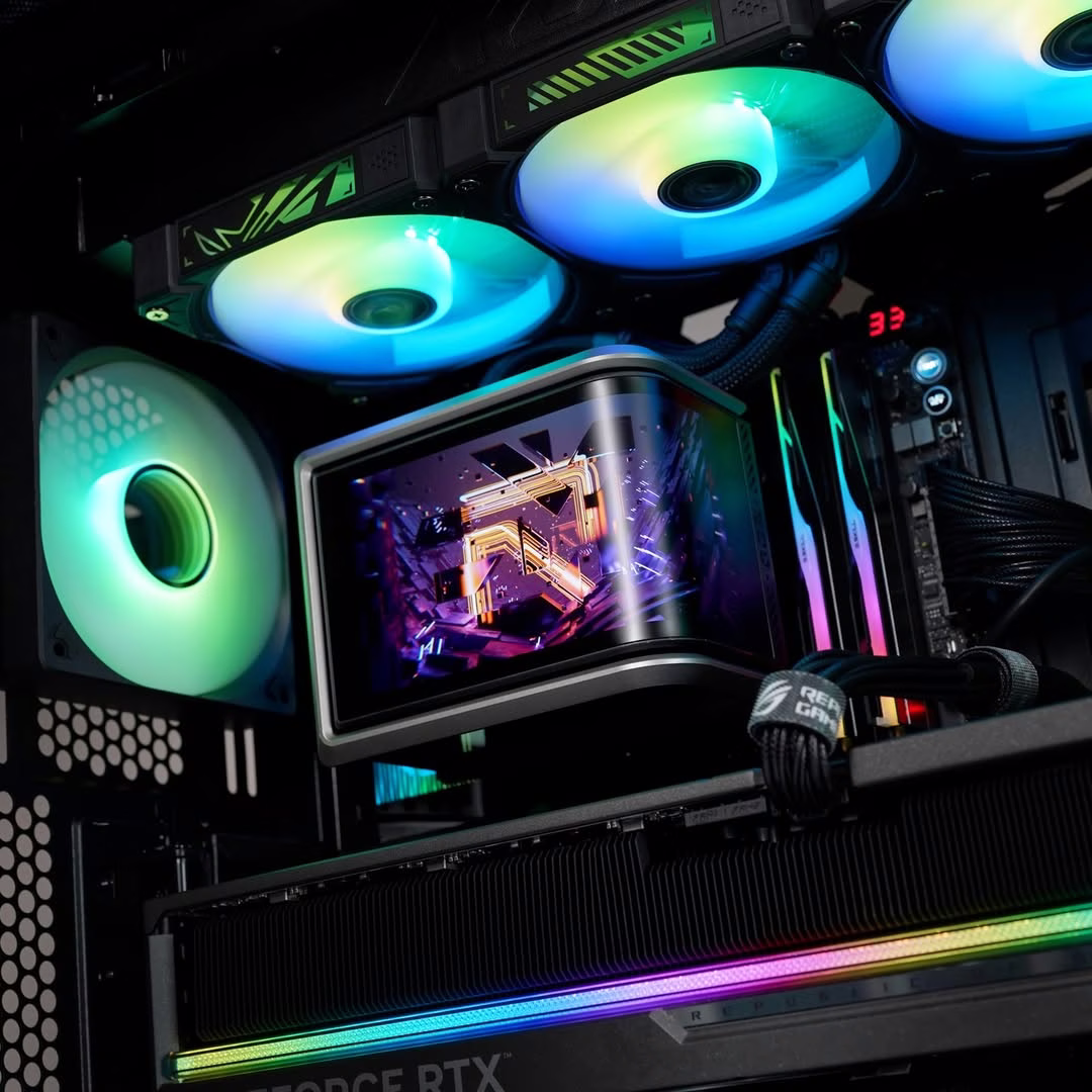 Extreme Gaming & Workstation PC Powered by ASUS, AMD Ryzen 9 9950X3D, RTX 5090 32GB GDDR7 OC, 4TB  Gen5  NVMe  12400MB/s,  96GB (2x48GB) DDR5 6000MHz, 360 LCD  AIO Liquid CPU Cooler, 1600W Titanium III ATX 3.1 thumbnail 3