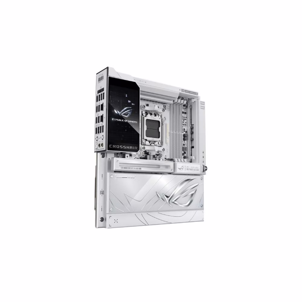 ASUS ROG CROSSHAIR X870E GLACIAL E-ATX AM5 White Motherboard, 5" Full Color LCD, 4x DDR5 DIMM slots, max. 256GB, 7x M.2 slots (PCIe 5.0 support), Dual 10Gb Ethernet, Wi-Fi 7, USB4, 60W Quick Charge 4+ | 90MB1NQ0-M0EAY0 thumbnail 2