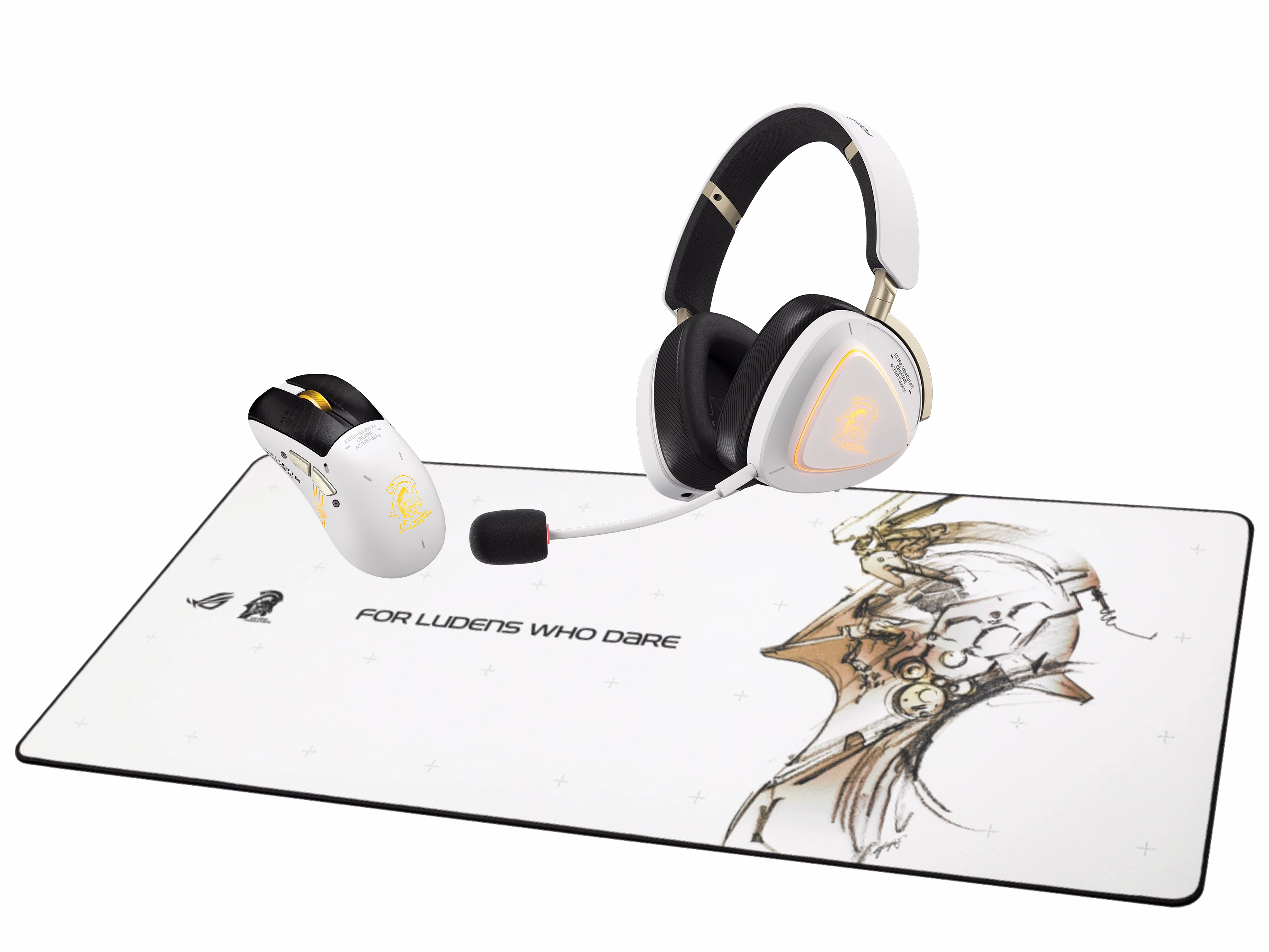 ASUS ROG x Kojima Productions "KJP" White Wireless Gaming Set, Mouse, Headset, & XXL Mouse Pad thumbnail 2