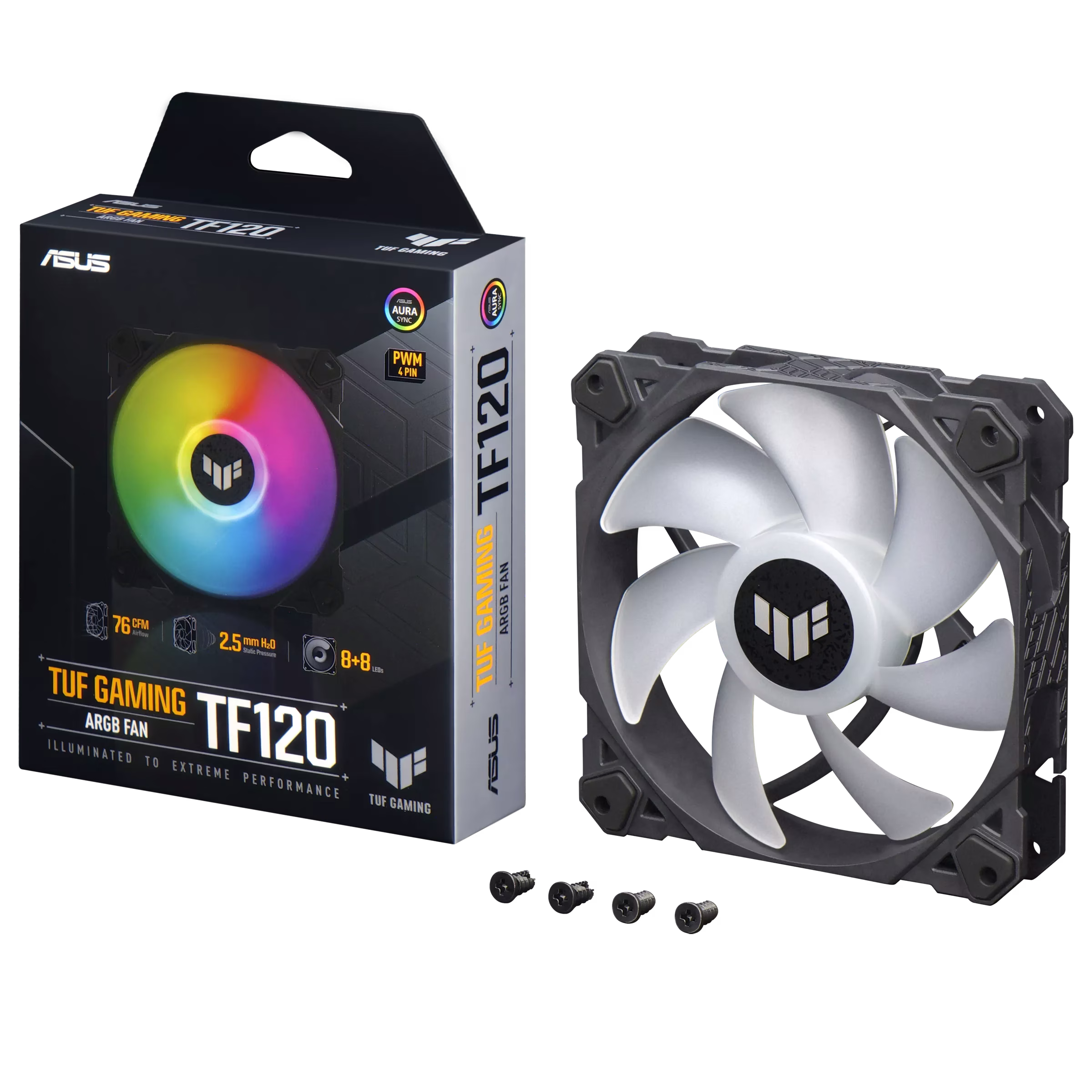 ASUS TUF Gaming TF120 Black Single Pack ARGB Case Fan, 1900 rpm,  AURA Sync | 90DA0030-B09000 thumbnail 4