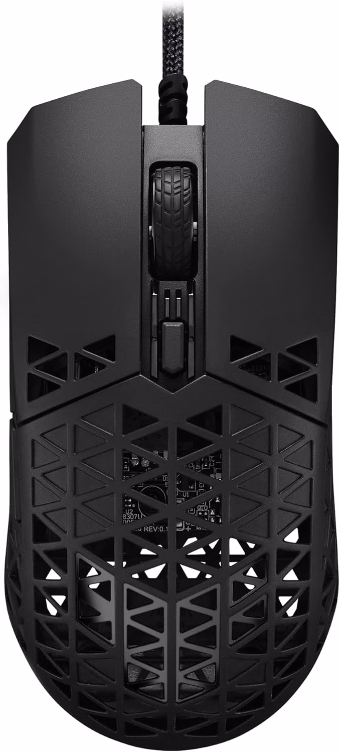 ASUS TUF Gaming M4 Air Ultralight Wired Gaming Mouse, Air Shell Design, 16,000 DPI Sensor, IPX6 Water Resistance, 6 Programmable Buttons, Antibacterial Guard – Black | 90MP02K0-BMUA00 image
