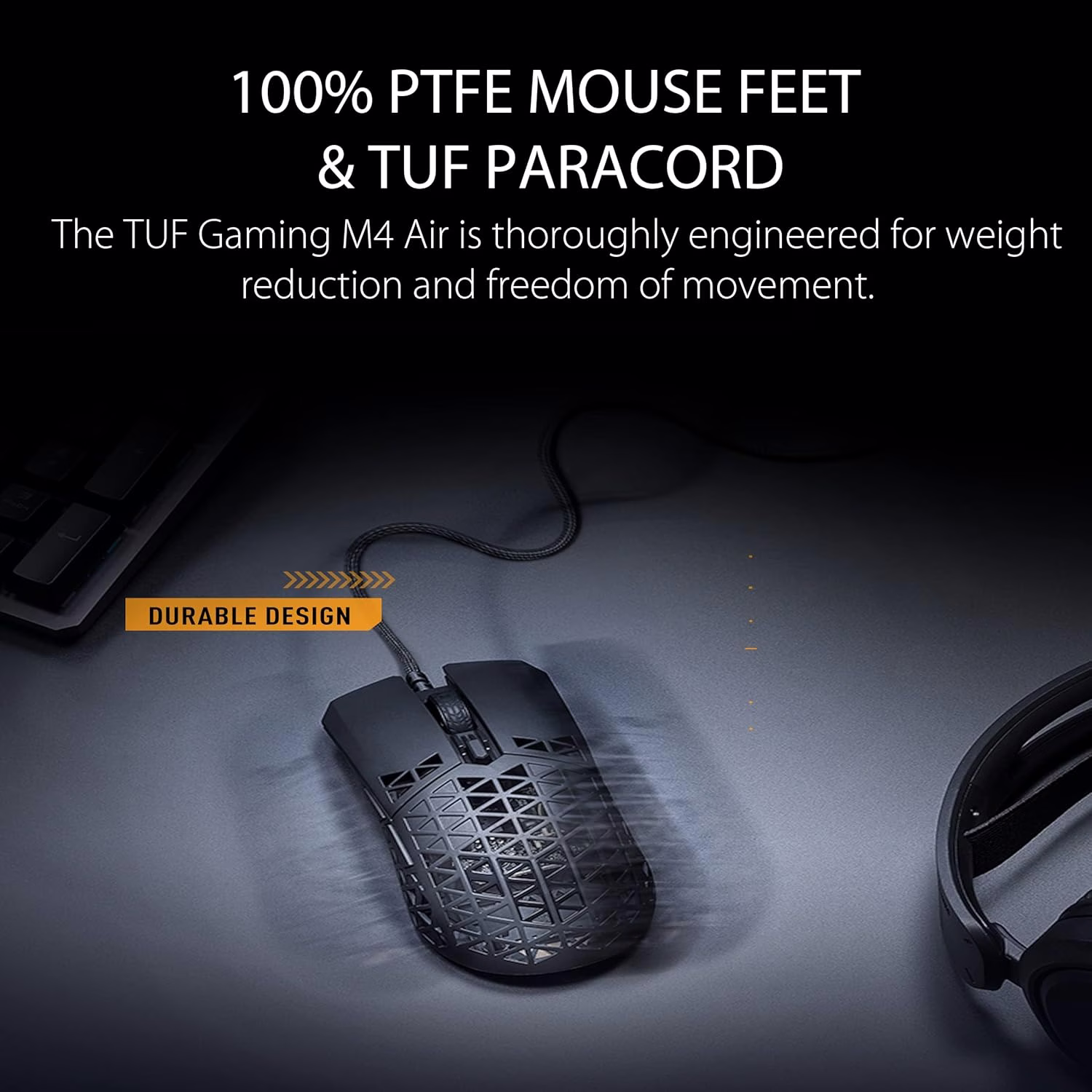 ASUS TUF Gaming M4 Air Ultralight Wired Gaming Mouse, Air Shell Design, 16,000 DPI Sensor, IPX6 Water Resistance, 6 Programmable Buttons, Antibacterial Guard – Black | 90MP02K0-BMUA00 thumbnail 4