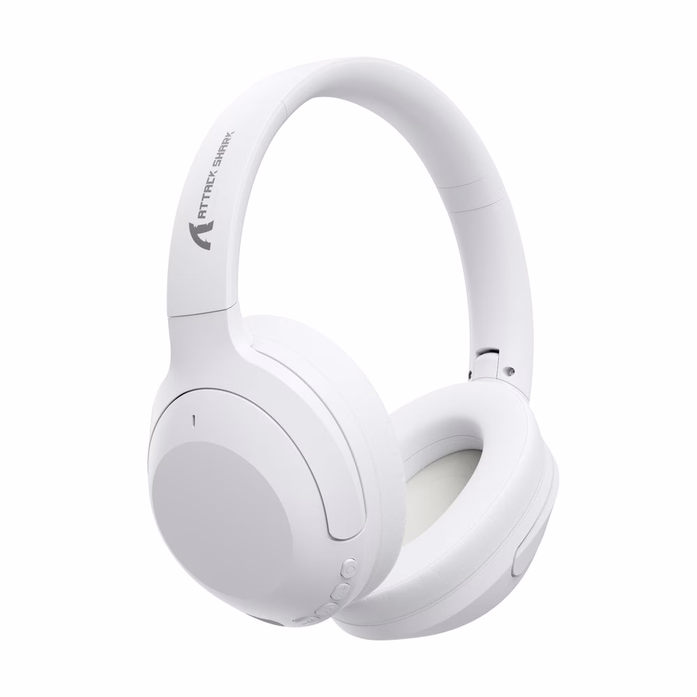 ATTACK SHARK G300 ANC Wireless Headphones, Active Noise Cancelling, Foldable Ultra-Light Design, 40mm Neodymium Drivers, & Dual-Mode Connectivity, White | G300 – Buy Online