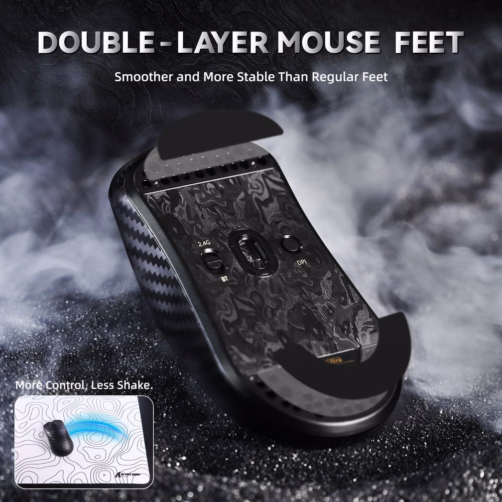 ATTACK SHARK R11 Ultra Carbon Fiber Wireless Gaming Mouse, 49g Superlight, 8K Polling Rate, PAW3950MAX Sensor, & Nano-Metal Ice Coating, Black | R11 thumbnail 4