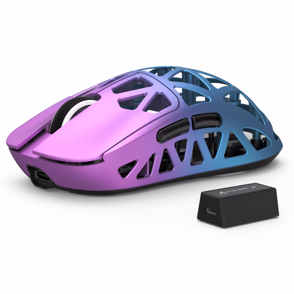 ATTACK SHARK R2 Magnesium Alloy Wireless Gaming Mouse, 45g Superlight, 8K Polling, (Not Include the Charging Dock), PAW3950 Flagship Sensor, & 42,000 DPI, Iridescent, Purple & Blue | R2 MA – Buy Online