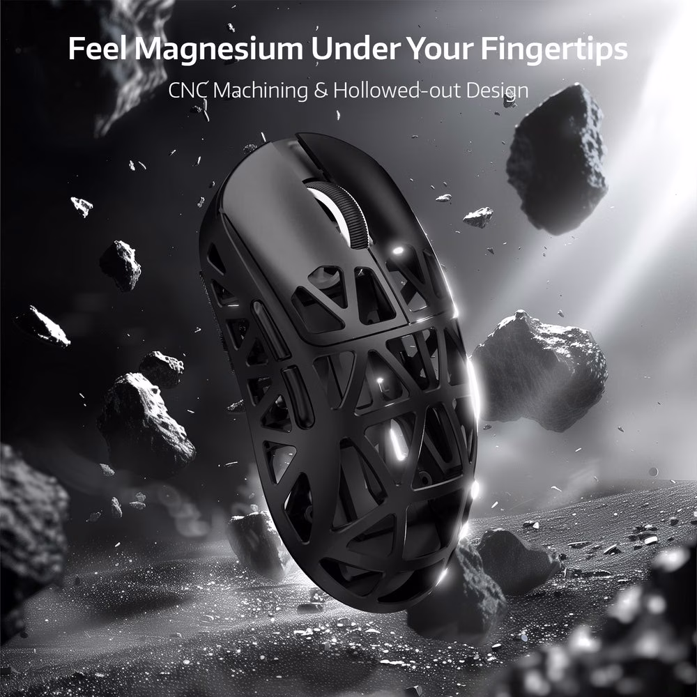 ATTACK SHARK R2 Magnesium Alloy Wireless Gaming Mouse, 45g Superlight, 8K Polling, (Not Include the Charging Dock), PAW3950 Flagship Sensor, & 42,000 DPI, Iridescent, Black | R2 MA thumbnail 3