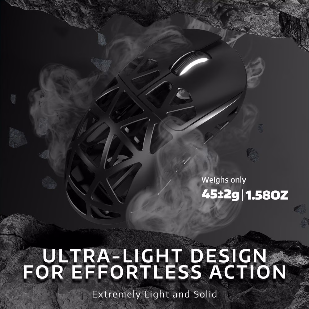 ATTACK SHARK R2 Magnesium Alloy Wireless Gaming Mouse, 45g Superlight, 8K Polling, (Not Include the Charging Dock), PAW3950 Flagship Sensor, & 42,000 DPI, Iridescent, Black | R2 MA thumbnail 6