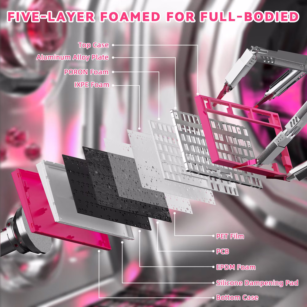 ATTACK SHARK R82 HE Magnetic Switch Gaming Keyboard, 75% Wired, 8KHz Polling, 0.005mm Rapid Trigger Accuracy, & Snap Tap Support, Pink Contours | R82 HE thumbnail 7