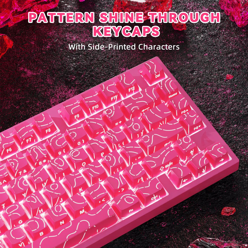 ATTACK SHARK R82 HE Magnetic Switch Gaming Keyboard, 75% Wired, 8KHz Polling, 0.005mm Rapid Trigger Accuracy, & Snap Tap Support, Pink Contours | R82 HE thumbnail 2