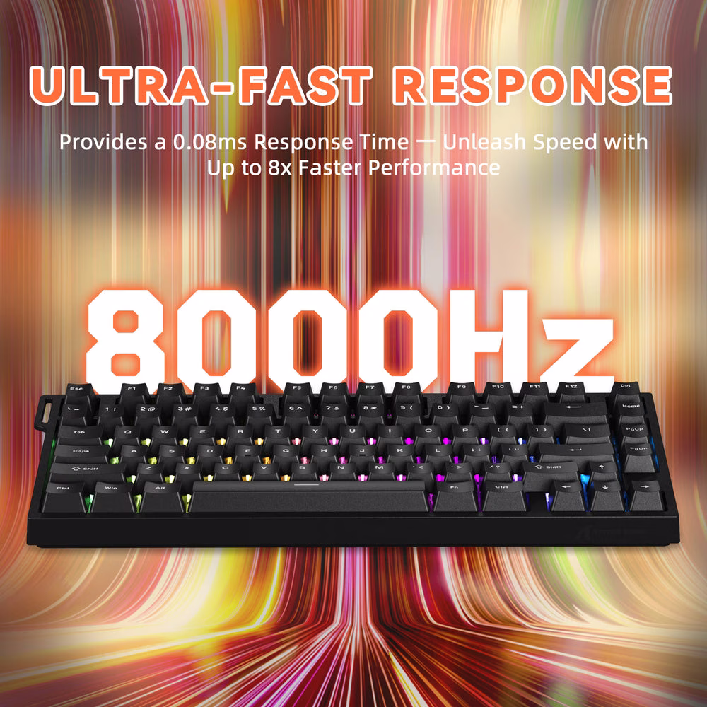 ATTACK SHARK R82 HE Magnetic Switch Gaming Keyboard, 75% Wired, 8KHz Polling, 0.005mm Rapid Trigger Accuracy, & Snap Tap Support, Black | R82 HE thumbnail 3