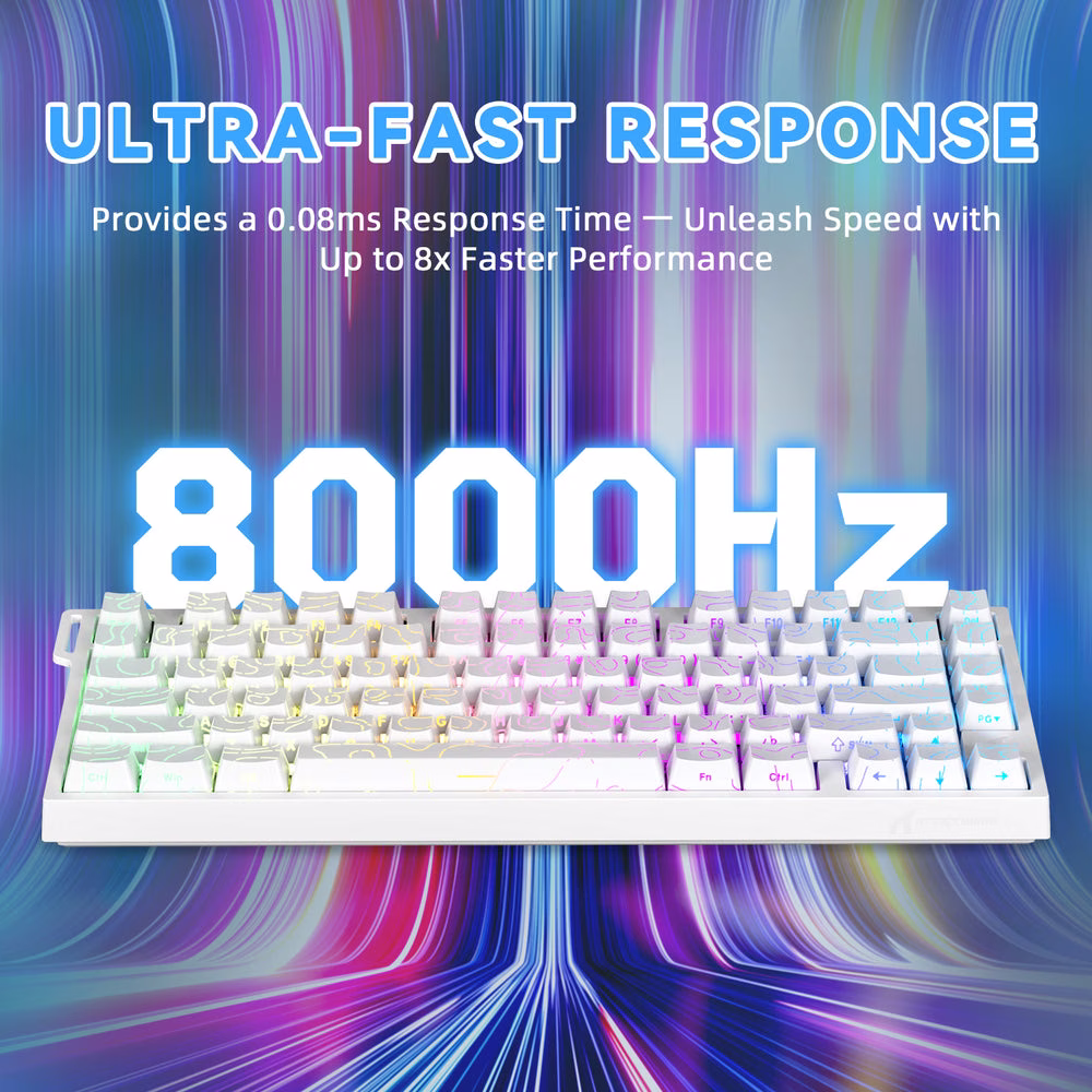 ATTACK SHARK R82 HE Magnetic Switch Gaming Keyboard, 75% Wired, 8KHz Polling, 0.005mm Rapid Trigger Accuracy, & Snap Tap Support, White Contours | R82 HE thumbnail 5