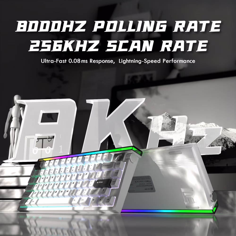 ATTACK SHARK R85 HE Magnetic Switch Gaming Keyboard, 75% Wired, 8KHz Polling, 0.005mm Rapid Trigger Accuracy, & Custom RGB Lightbox, White | R85 HE thumbnail 5