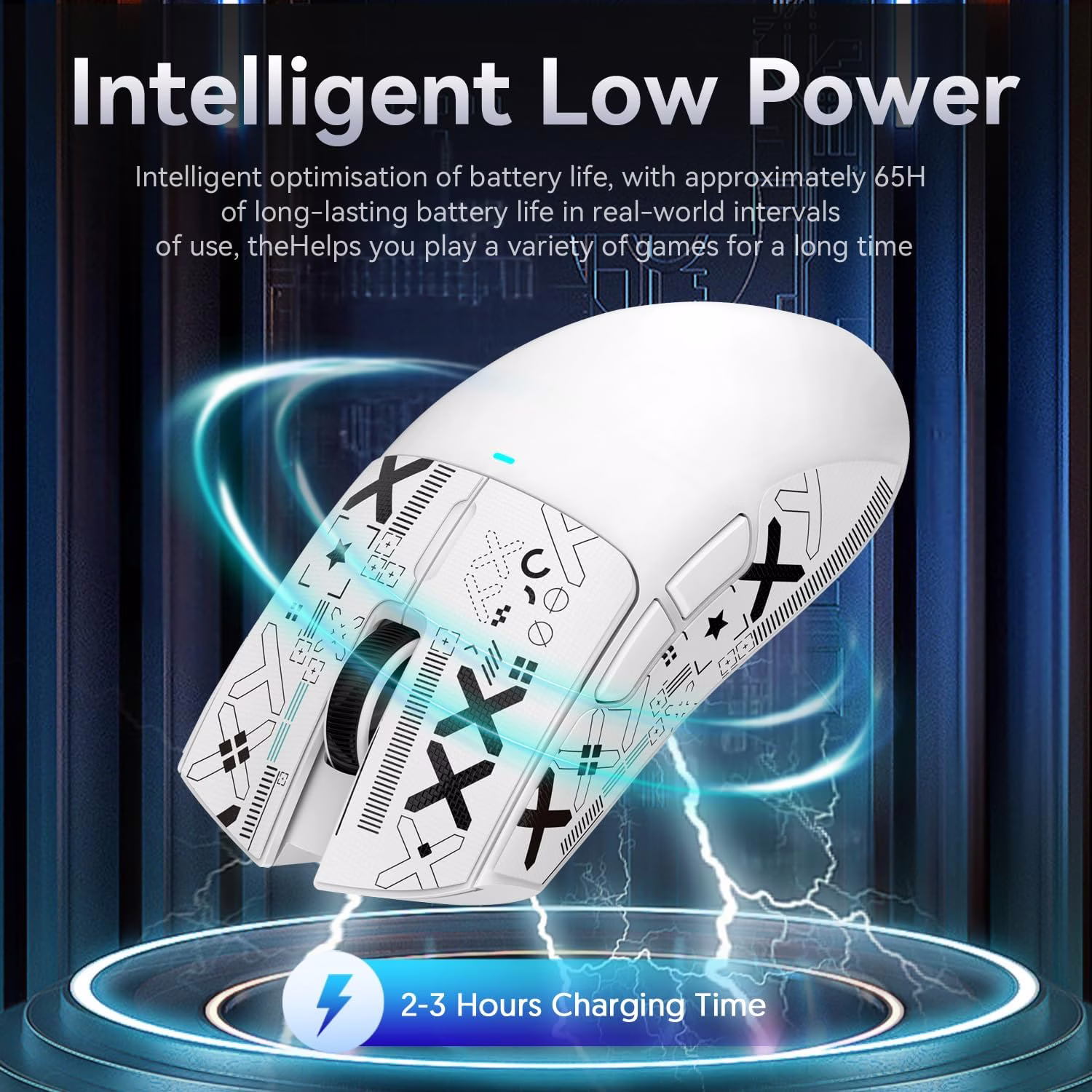 ATTACK SHARK X11 Wireless Gaming Mouse with Charging Dock, 63g Ultra-Lightweight, PixArt PAW3311 Sensor, & Tri-Mode Connectivity, White | X11 thumbnail 7