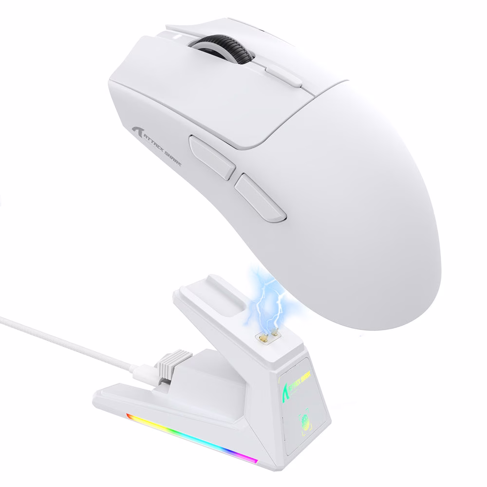 ATTACK SHARK X1 Wireless Gaming Mouse with Touchpad RGB Charging Dock, 53g Ultra-Light, 40K DPI PAW3395PRO Sensor, & 100M Omron Switches, White | X1 – Buy Online