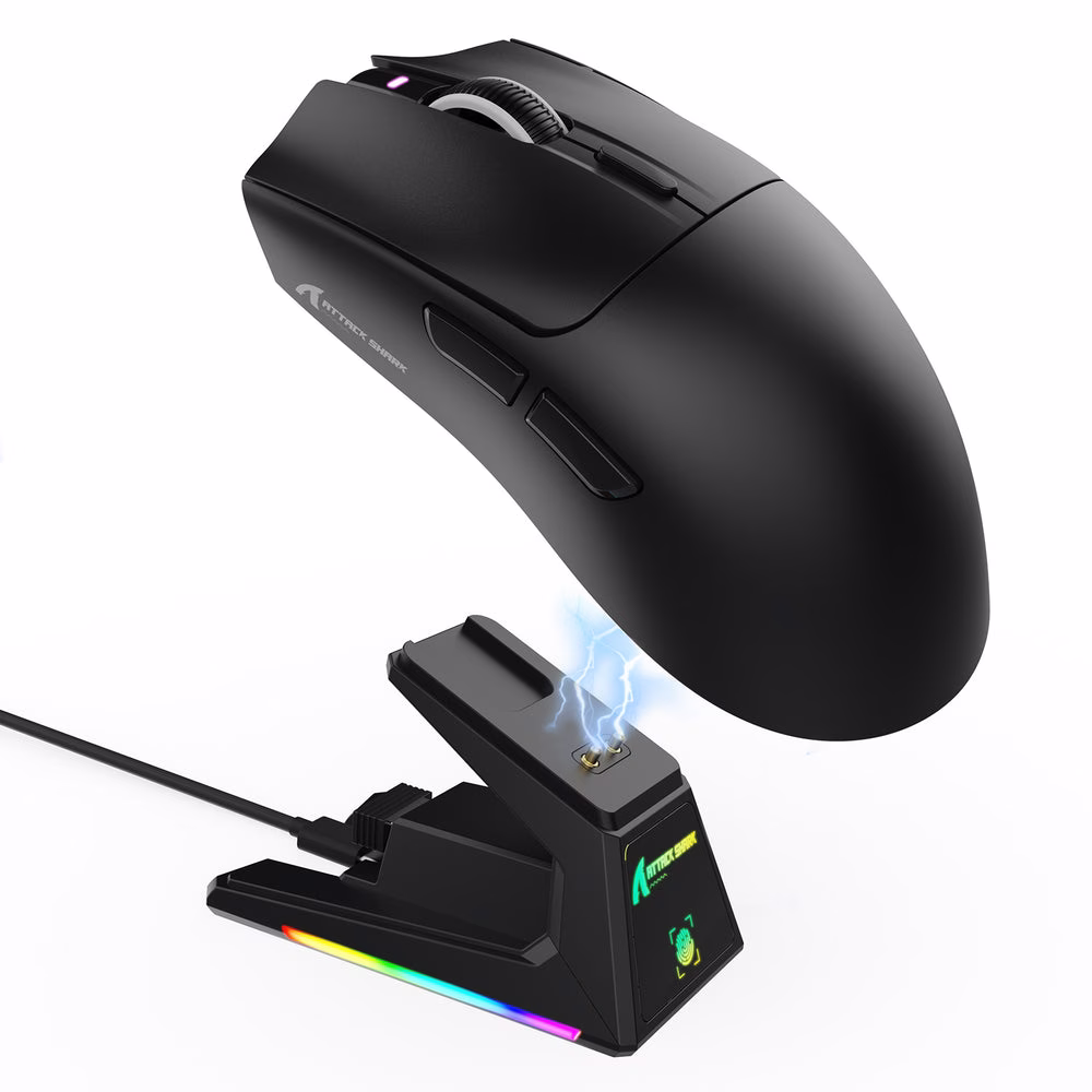 ATTACK SHARK X1 Wireless Gaming Mouse with Touchpad RGB Charging Dock, 53g Ultra-Light, 40K DPI PAW3395PRO Sensor, & 100M Omron Switches, Black | X1 – Buy Online