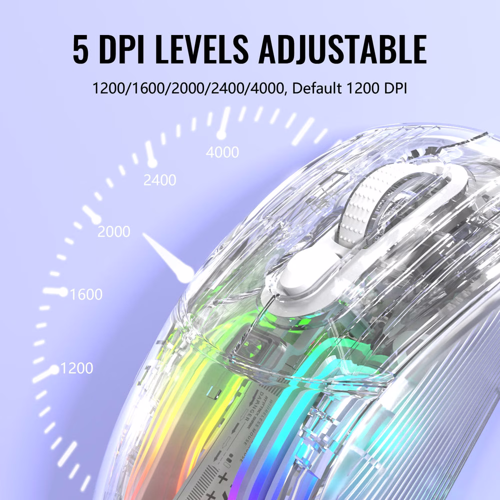 ATTACK SHARK X2 Pro Wireless Gaming Mouse with Magnetic Charging Dock, Transparent Shell, Tri-Mode Connectivity (BT/2.4G/Wired), Silent Clicks & 3D RGB, White | X2 PRO thumbnail 2