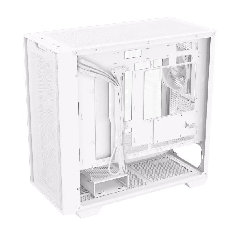 ASUS A21 PLUS microATX White Computer Case, 4x pre-installed ARGB fan, Supports Hidden-connector MoBo, 360mm radiators & 380mm Graphics cards | 90DC00H3-B19000 thumbnail 4