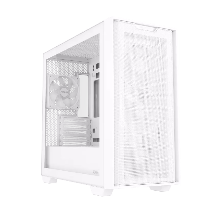ASUS A21 PLUS microATX White Computer Case, 4x pre-installed ARGB fan, Supports Hidden-connector MoBo, 360mm radiators & 380mm Graphics cards | 90DC00H3-B19000 thumbnail 2
