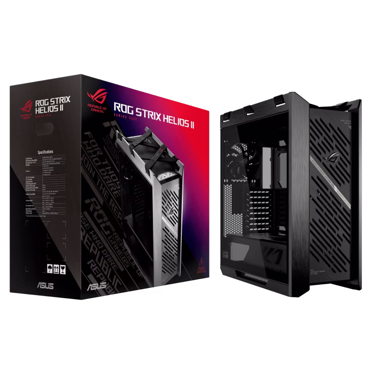 ASUS ROG Strix Helios II EATX Black mid-tower Gaming Case, with Dual Tempered Glass Side Panels, Pre-installed 4x 140mm Fans, Aluminum Frame, Supports up to 450mm GPU, upto 420mm Radiator, Advanced I/O panel | 90DC00W0-B39000 thumbnail 11