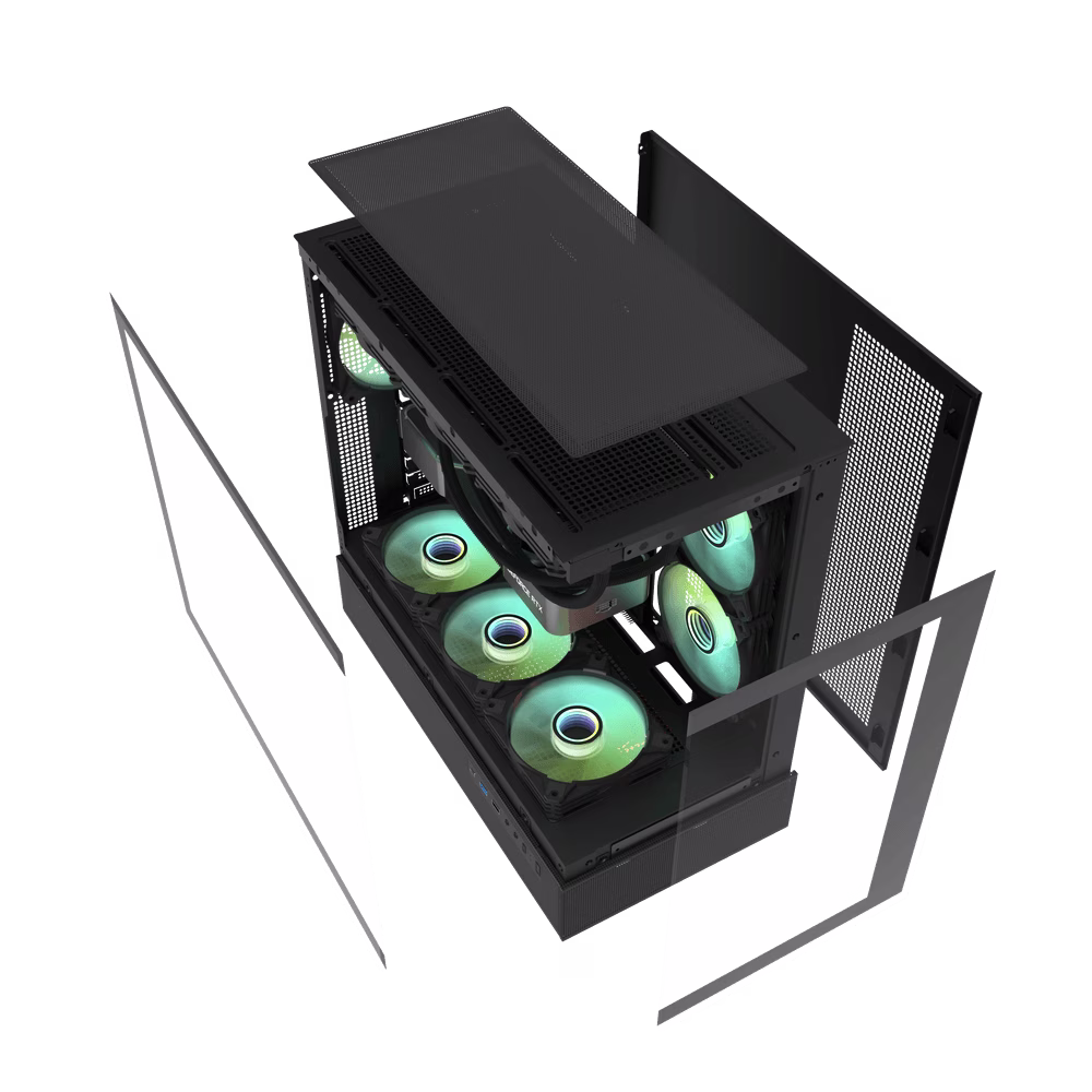 Darkflash DPX90 ATX/M-ATX/M-ITX Gaming Pc case With 3 ARGB Fans, 270 Panoramic Pillarless Design, Tempered Glass Panels, Supports 360mm Radiators, USB Type-C thumbnail 4