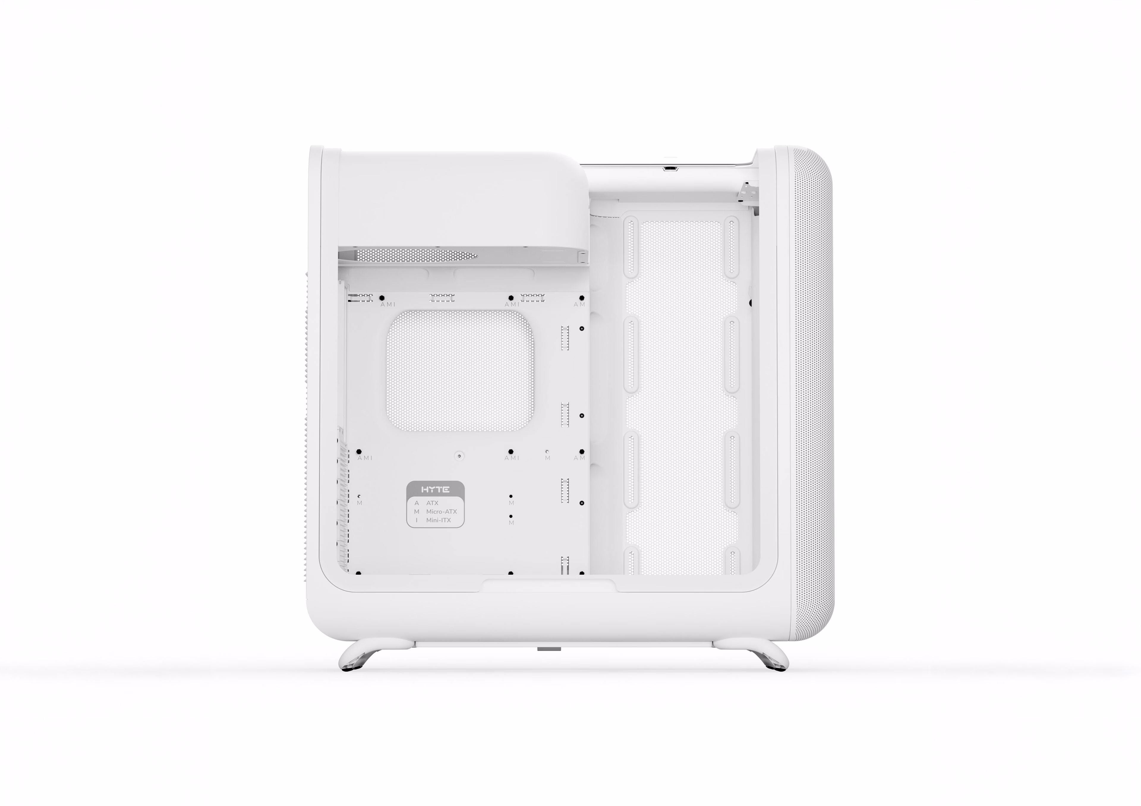 Hyte X50 Mid-Tower Case, Snow White, 63L Volume, Laminated Acoustic Glass Panel, Dual 360mm Radiator Support | CS-HYTE-X50G-WW thumbnail 2