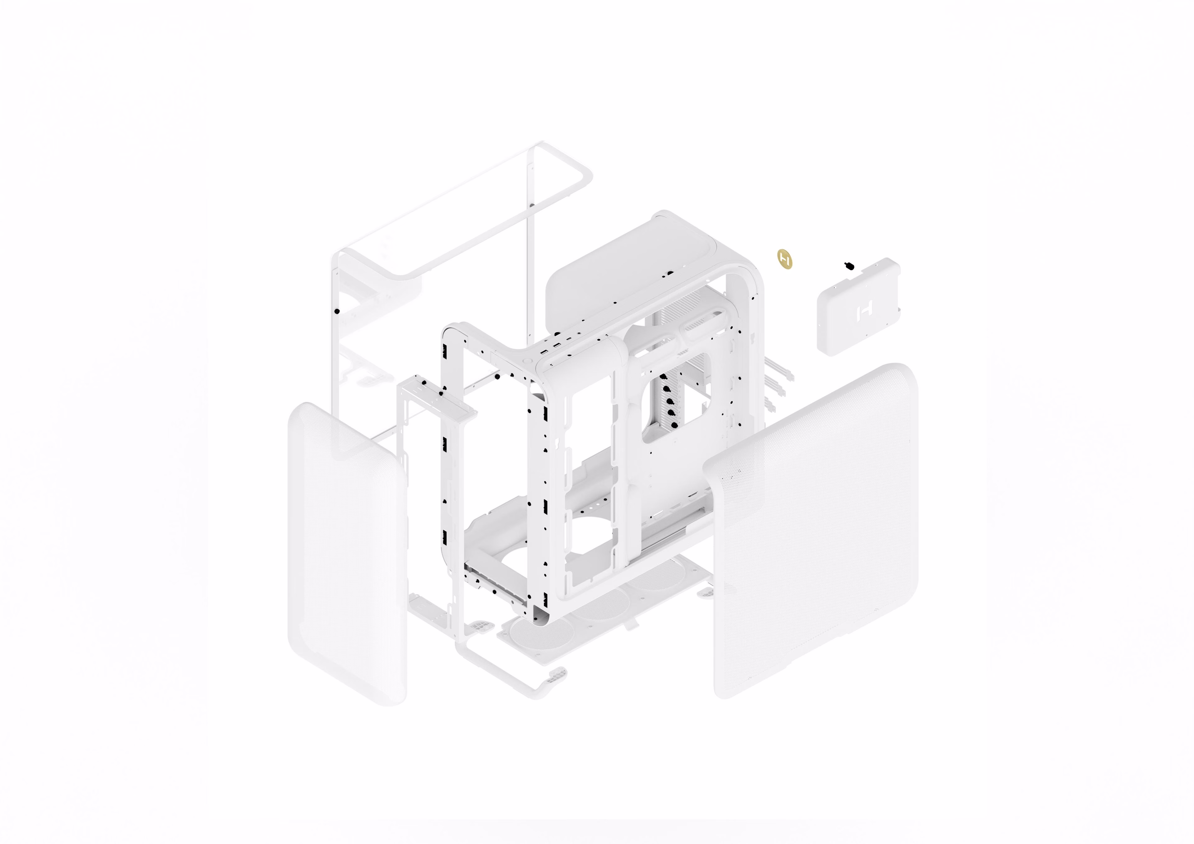 Hyte X50 Mid-Tower Case, Snow White, 63L Volume, Laminated Acoustic Glass Panel, Dual 360mm Radiator Support | CS-HYTE-X50G-WW thumbnail 4