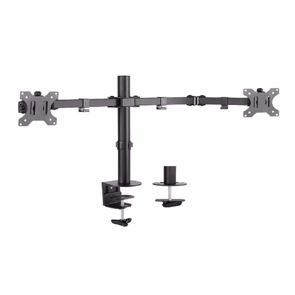SKILLTECH SH 024N Dual-Monitor Steel Articulating Arm, 13" to 32" Screen Support, Ergonomic Tilt & Swivel, Space-Saving Single Pole Design | SH 024N – Buy Online