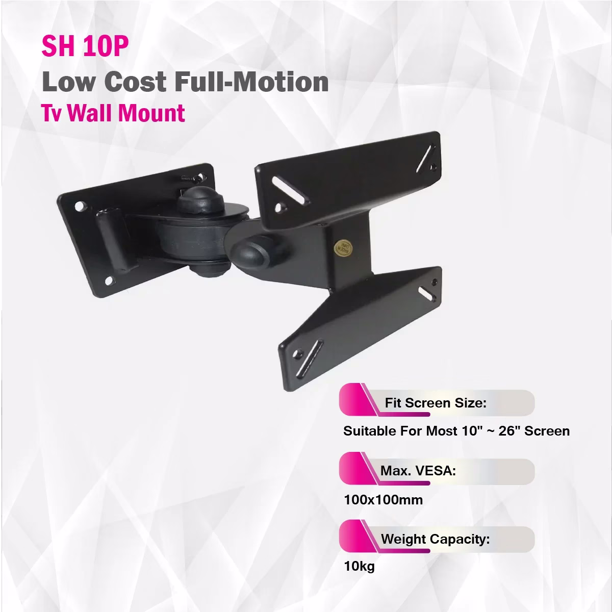 Skill Tech SH 10P Low Cost Full-Motion TV Wall Mount, Suitable For Most 10"~26" Screen thumbnail 3