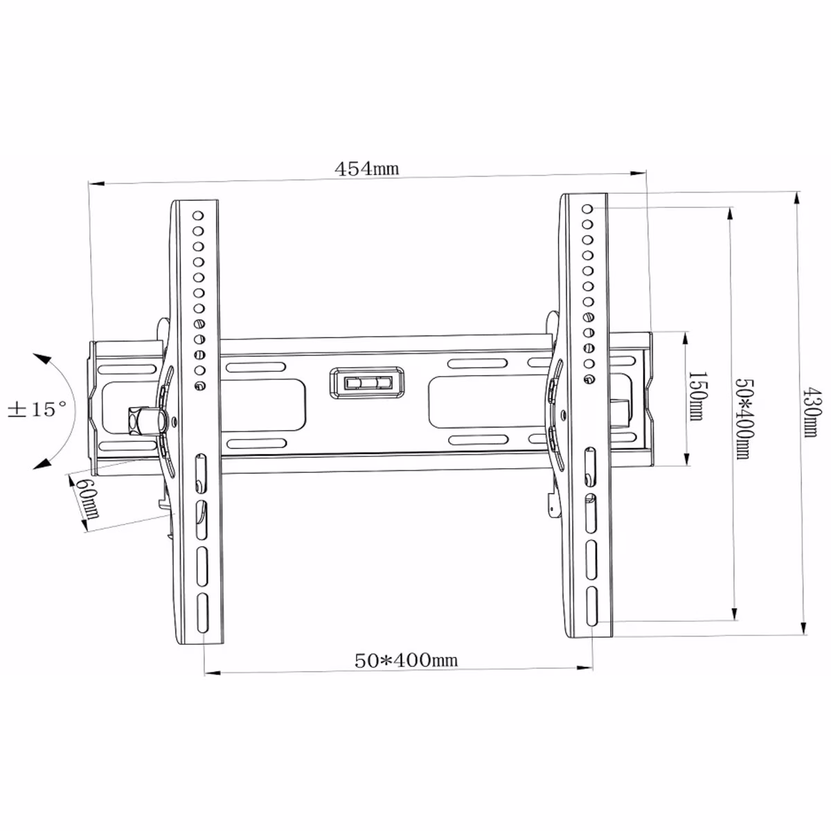 Skill Tech SH 44T Classic Tilting TV Wall Mount, Suitable For Most 23''~60'' Screen, Max VESA 400x400mm thumbnail 2