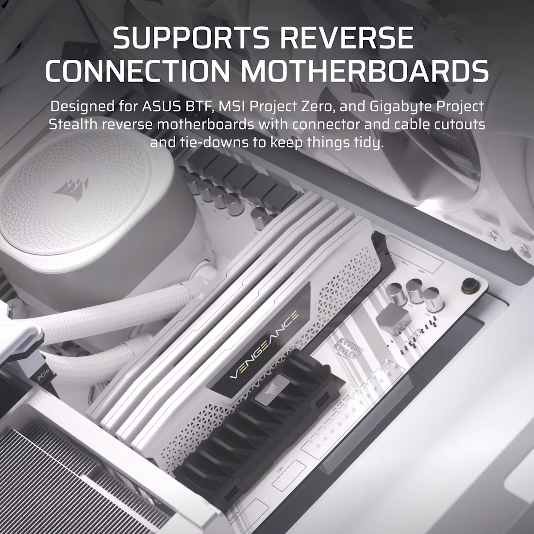 CORSAIR FRAME 4000D RS White Mid-Tower PC Case, Reverse Connector Motherboard Support, 3x RS120 Fans, 430mm GPU Space, White | CC-9011313-WW thumbnail 8