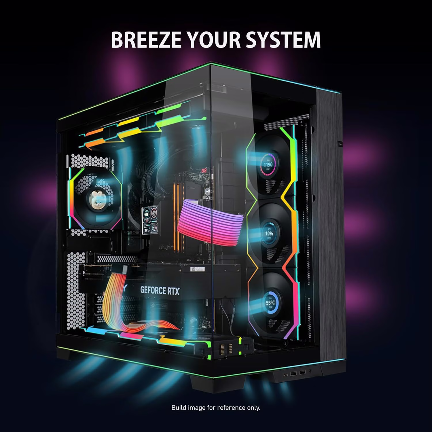 Lian Li UNI FAN SL Wireless LCD 120 Reverse Blade 3-Pack (Black) Case Fan, 1.6" LCD Display, 2.4 GHz Wireless Controller Included | 12RSLLCD1W3B thumbnail 3