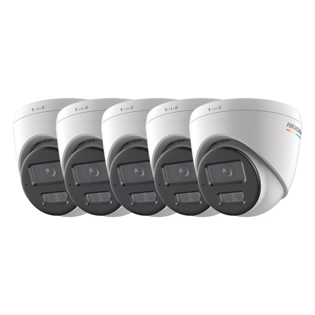 Hikvision IP Camera x5 Bundle, Hikvision DS-2CD1327G2H-LIU Smart Hybrid Light Fixed Turret Network Camera, Built-in microphone, Human and Vehicle Detection image