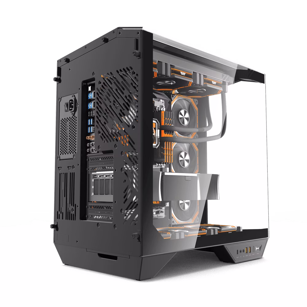 Darkflash DY470 ATX/MATX/ITX Triple Glass Black Gaming PC Case with 4x 120MM ARGB Fans & GPU Holder, Triple Glass Design, Supports 360MM Radiators, USB Type-C thumbnail 4